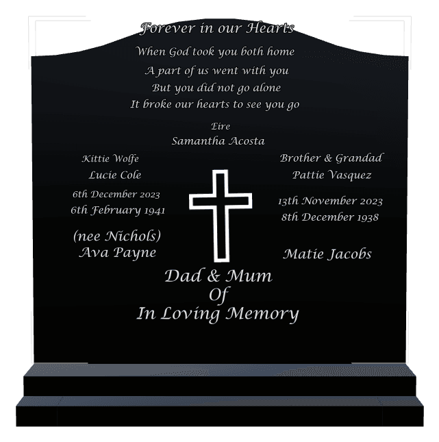 Serpentine Laser-Etched Black Granite Headstone – Forever in Our Hearts preview