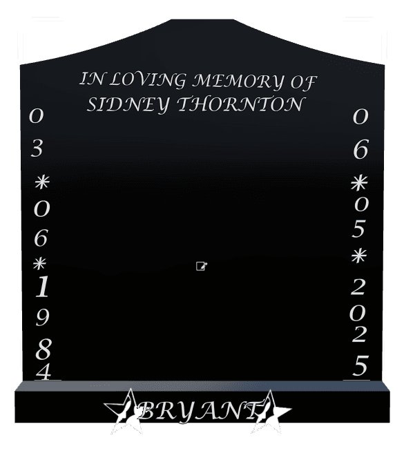Cropped Peak Laser-Etched Black Granite Headstone – In Loving Memory preview