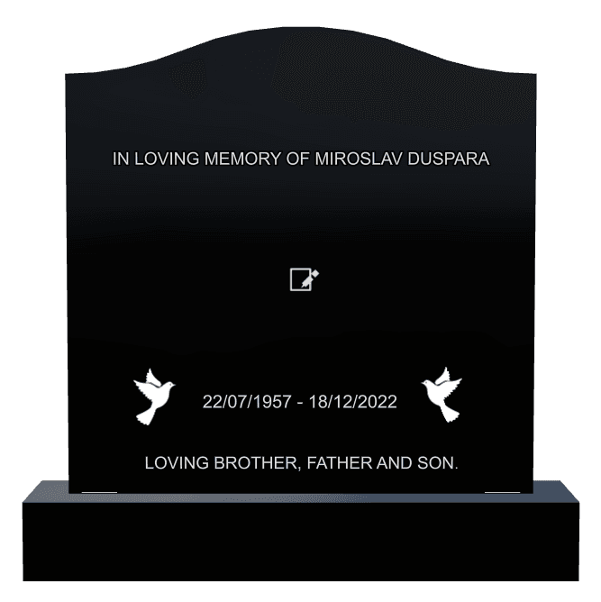 Serpentine Laser-Etched Black Granite Headstone – In Loving Memory preview