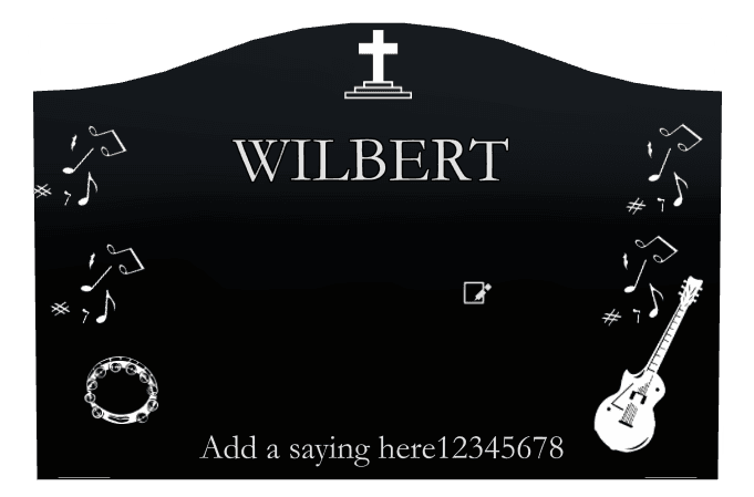 Serpentine Laser-Etched Black Granite Headstone – Cross preview