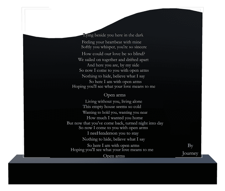 Right Wave Laser-Etched Black Granite Headstone – Song preview