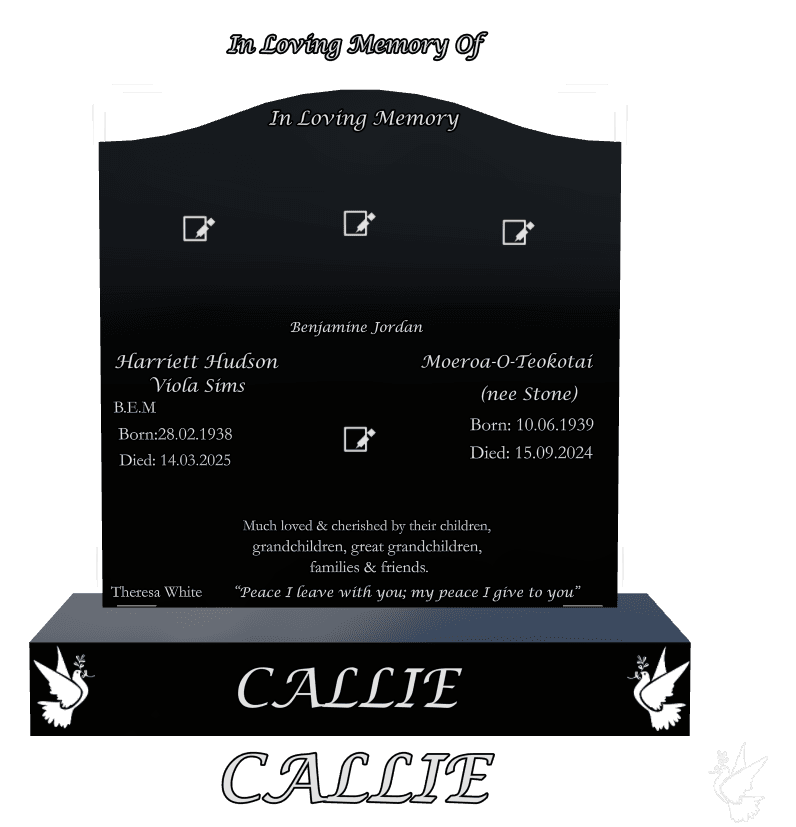 Serpentine Laser-Etched Black Granite Headstone – Much Loved preview