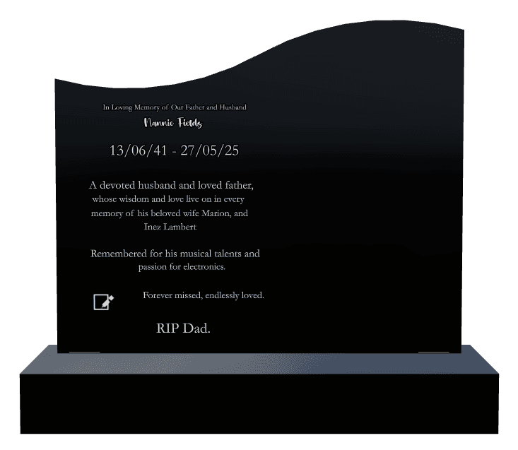 Right Wave Laser-Etched Black Granite Headstone – Devoted Husband preview