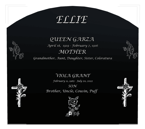 Curved Top Laser-Etched Black Granite Headstone – Flower preview