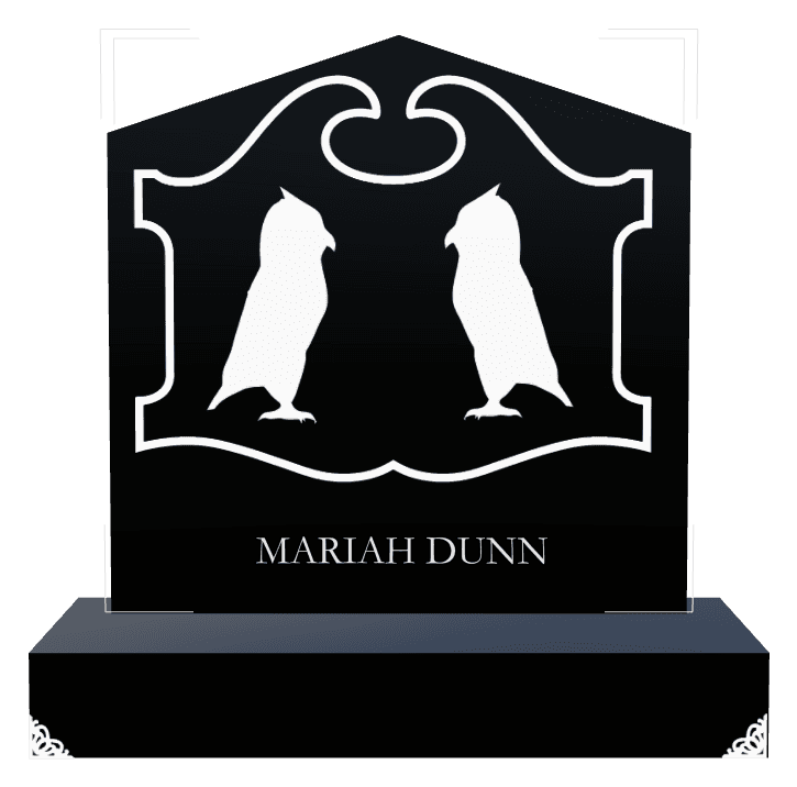 Peak Laser-Etched Black Granite Headstone – Owl preview