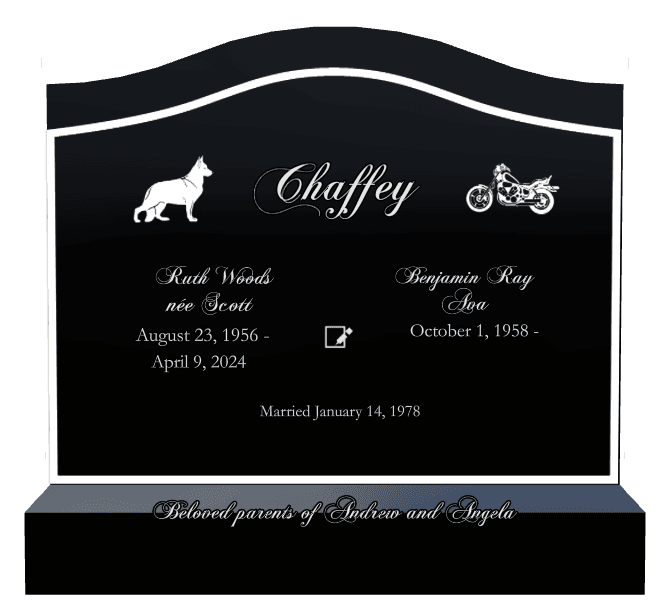 Serpentine Laser-Etched Black Granite Headstone – Dog preview