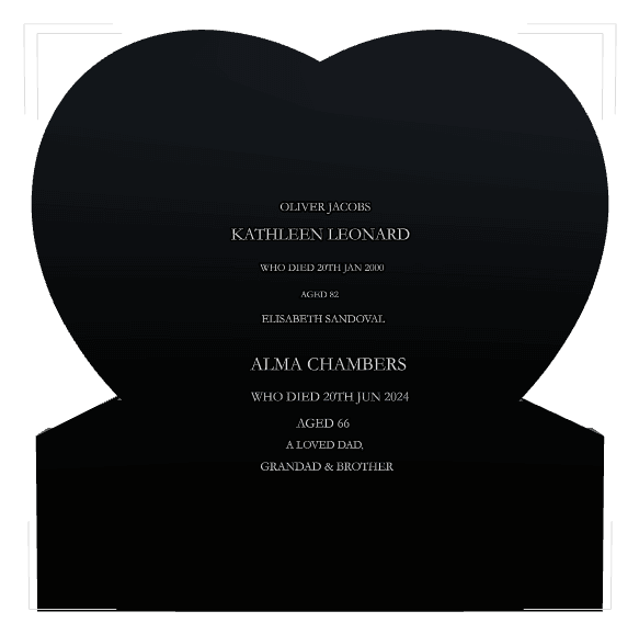 Heart Laser-Etched Black Granite Headstone – Biblical Memorial preview