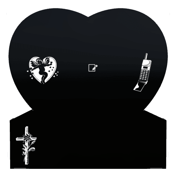 Heart Laser-Etched Black Granite Headstone – heart preview
