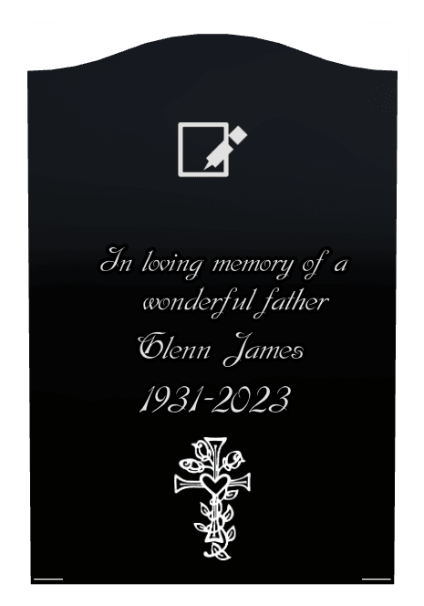 Serpentine Laser-Etched Black Granite Headstone – In Loving Memory preview