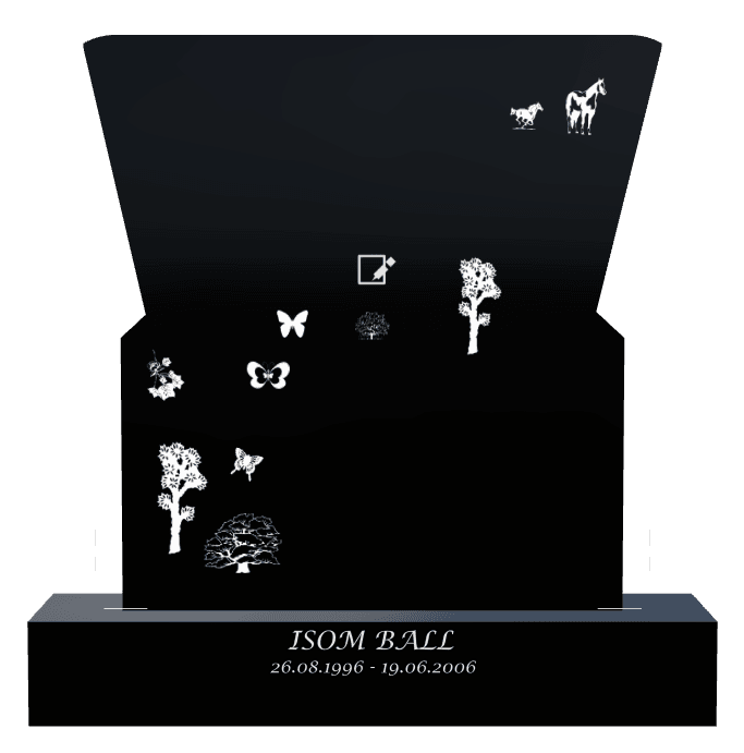 Laser-Etched Black Granite Headstone – Butterflies Flower preview