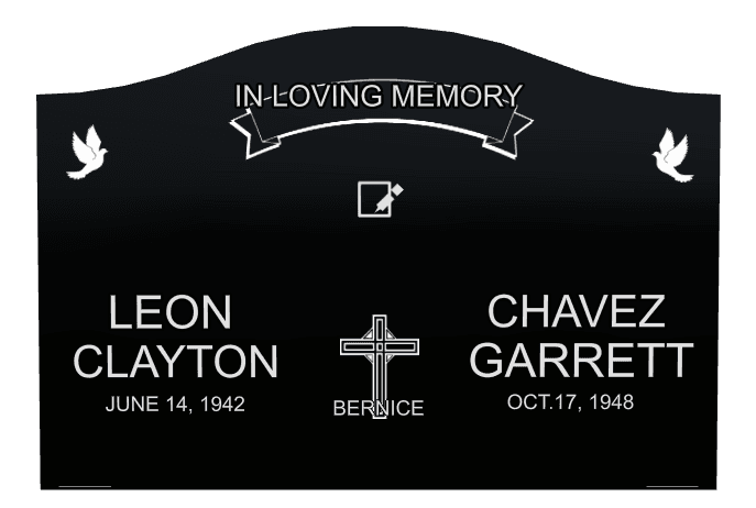Serpentine Laser-Etched Black Granite Headstone – In Loving Memory preview