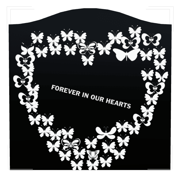 Serpentine Laser-Etched Black Granite Headstone – Forever in Our Hearts preview