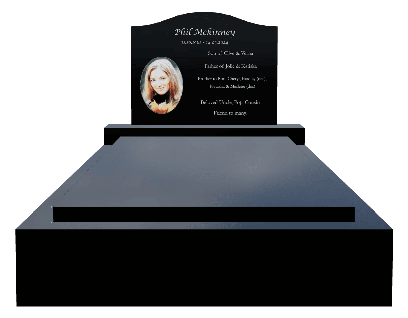 Serpentine Laser-Etched Black Granite Monument – Father Monument preview