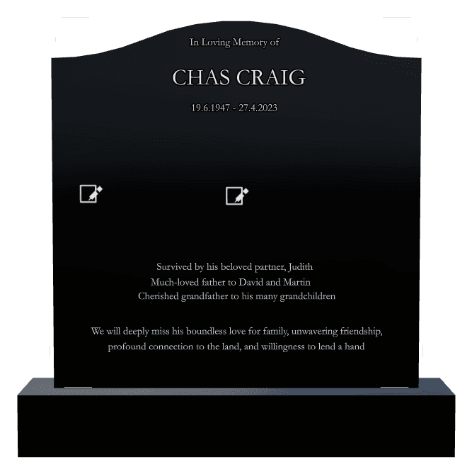 Serpentine Laser-Etched Black Granite Headstone – Cherished Grandfather preview