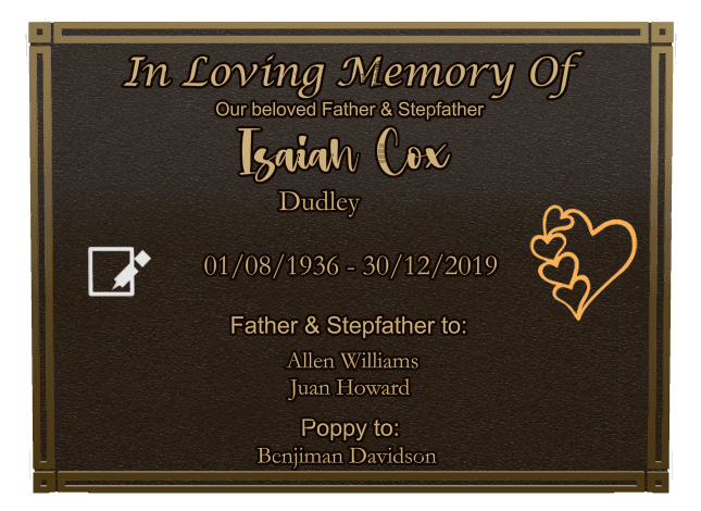 Rectangle (landscape) Bronze Plaque – Father Memorial preview