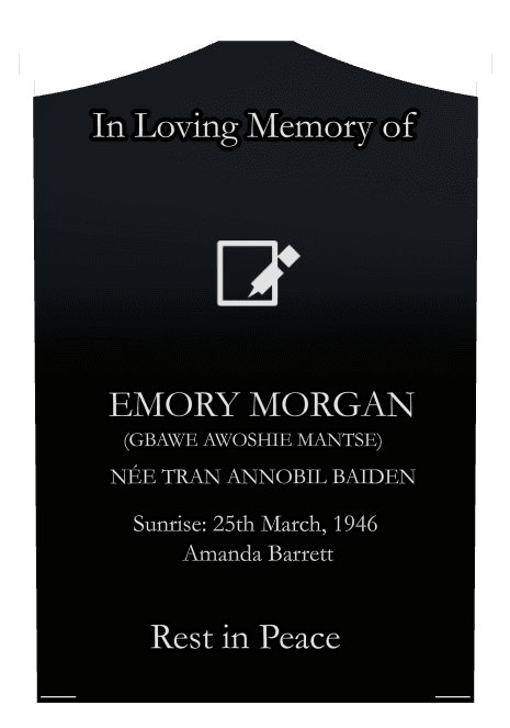 Cropped Peak Laser-Etched Black Granite Headstone – Rest in Peace preview