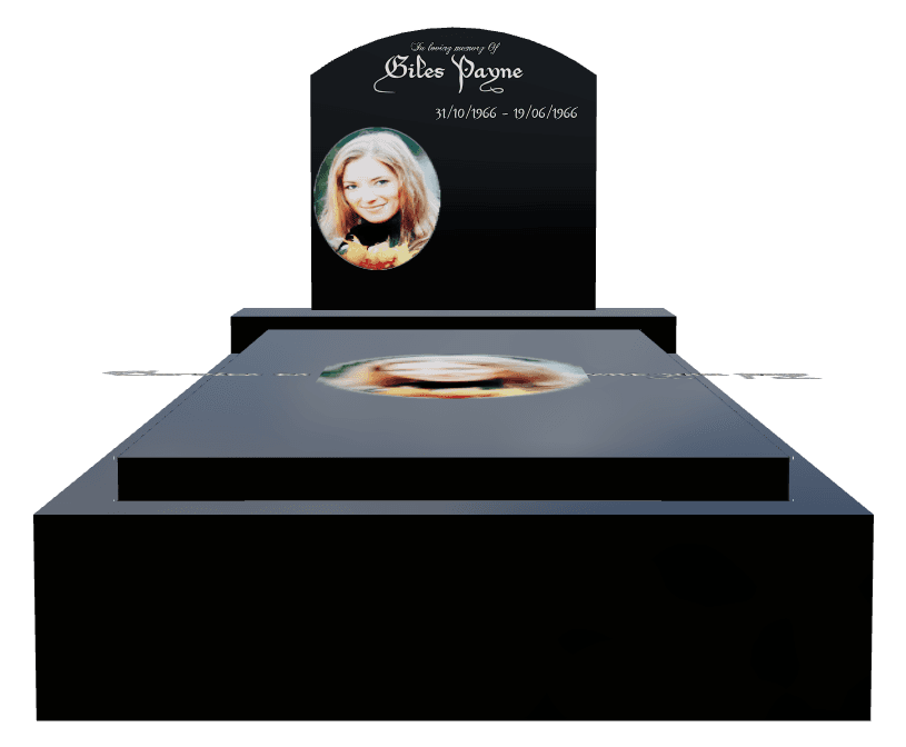Curved Top Laser-Etched Black Granite Monument – In Loving Memory Monument preview