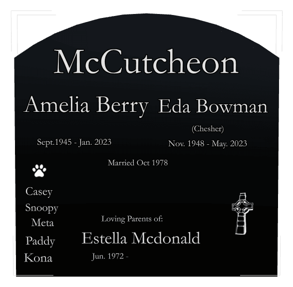 Curved Top Laser-Etched Black Granite Headstone – Peter preview
