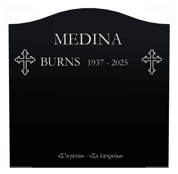 Serpentine Laser-Etched Black Granite Headstone – Cross preview