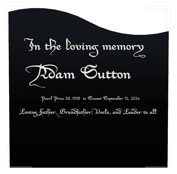 Left Wave Laser-Etched Black Granite Headstone – Loving Father preview