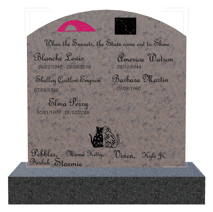 Curved Top Traditional Engraved Headstone – When The Sunsets The Stars Come Out to Shine preview