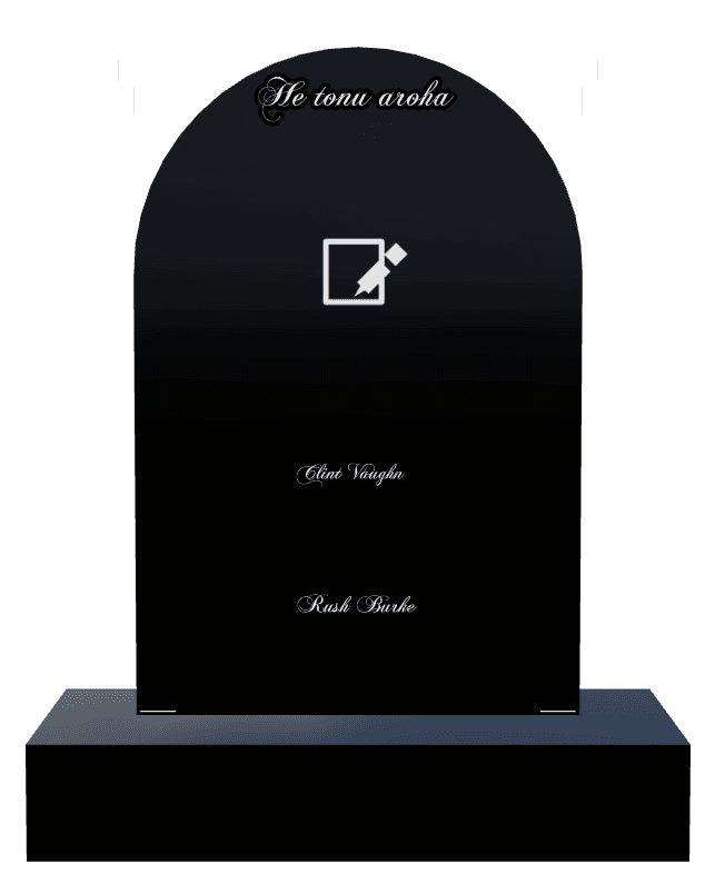 Half Round Laser-Etched Black Granite Headstone – Maori preview