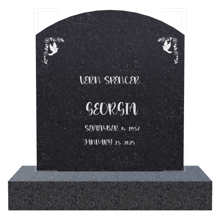 Curved Top Traditional Engraved Headstone – Birds preview