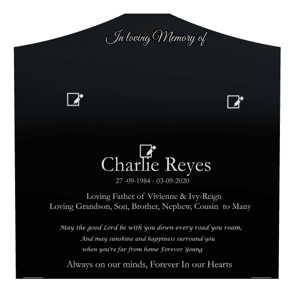Cropped Peak Laser-Etched Black Granite Headstone – Loving Father Headstone preview