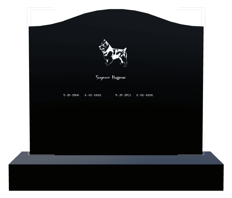 Serpentine Laser-Etched Black Granite Headstone – Dog Headstone preview