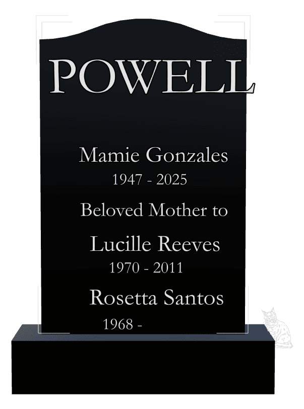 Serpentine Laser-Etched Black Granite Headstone – Cat preview