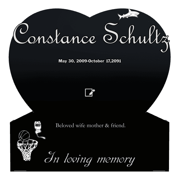 Heart Laser-Etched Black Granite Headstone – fish preview