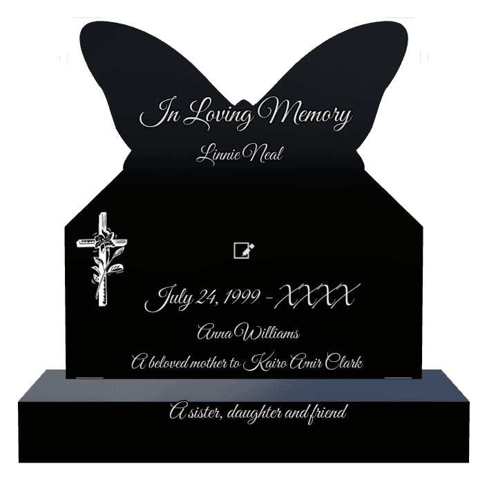 Laser-Etched Black Granite Headstone – Devoted Wife preview