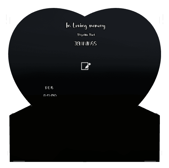 Heart Laser-Etched Black Granite Headstone – In Loving Memory preview