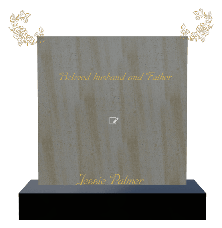 Square Traditional Engraved Headstone – Flower preview