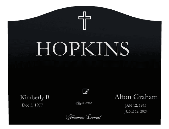 Serpentine Laser-Etched Black Granite Headstone – Forever Loved preview