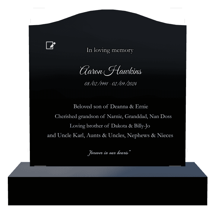 Serpentine Laser-Etched Black Granite Headstone – Beloved Son preview