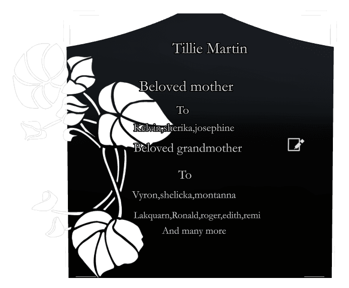 Cropped Peak Laser-Etched Black Granite Headstone – Flower preview