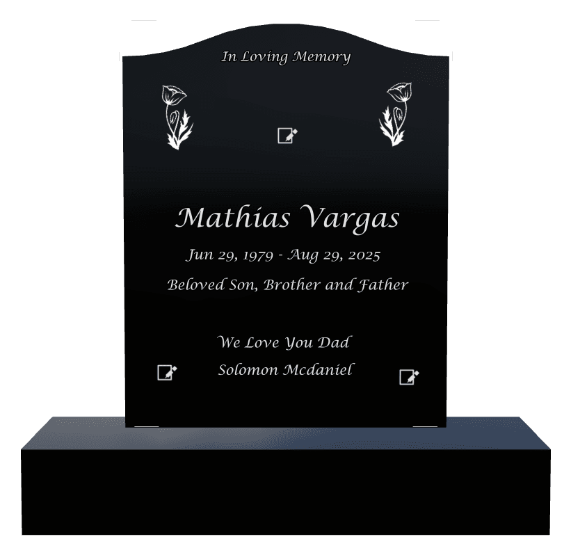 Serpentine Laser-Etched Black Granite Headstone – Beloved Son preview