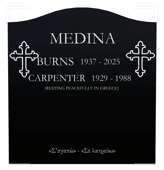 Serpentine Laser-Etched Black Granite Headstone – Cross Headstone preview
