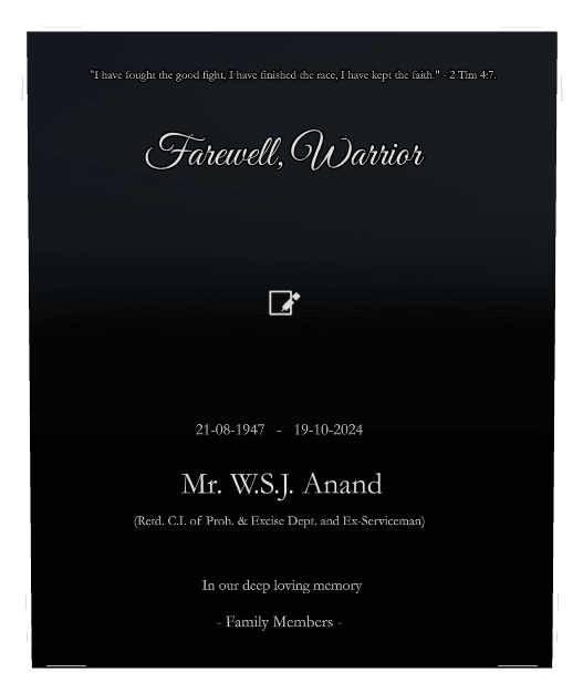 Square Laser-Etched Black Granite Headstone – Fought The Good Fight preview