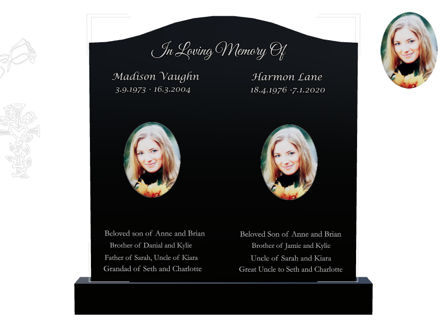 Father Memorial Laser-Etched Black Granite Headstone design preview
