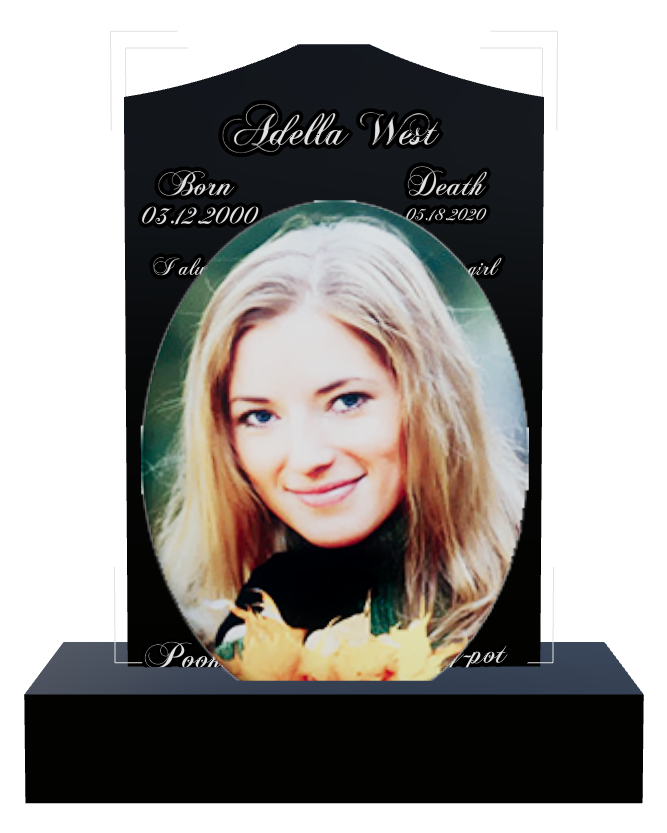 Baby Memorial Laser-Etched Black Granite Headstone design preview