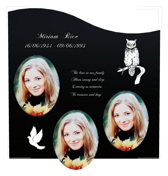 Memorial Laser-Etched Black Granite Headstone design preview