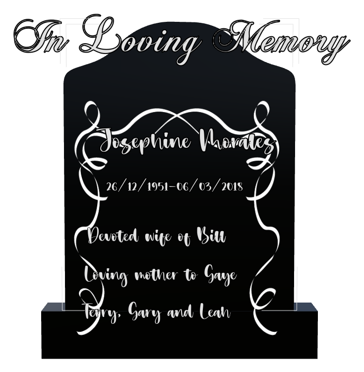 Wife Memorial Laser-Etched Black Granite Headstone design preview