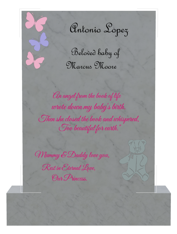 Baby Memorial Traditional Engraved Headstone design preview