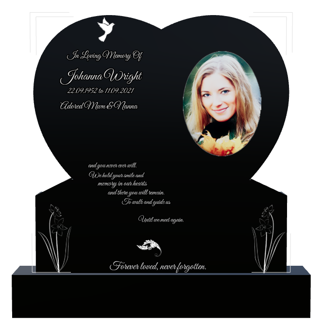 Mother Memorial Laser-Etched Black Granite Headstone design preview