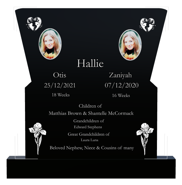 In Loving Memory Laser-Etched Black Granite Headstone design preview