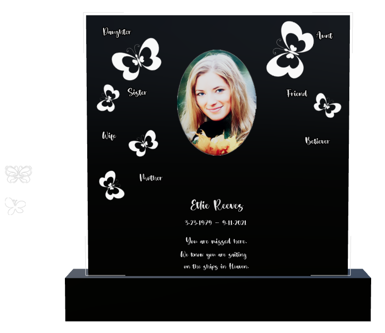 Mother Memorial Laser-Etched Black Granite Headstone design preview