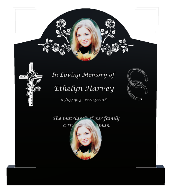 In Loving Memory Laser-Etched Black Granite Headstone design preview