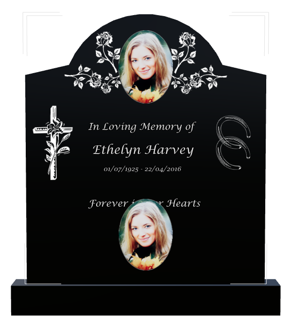In Loving Memory Laser-Etched Black Granite Headstone design preview